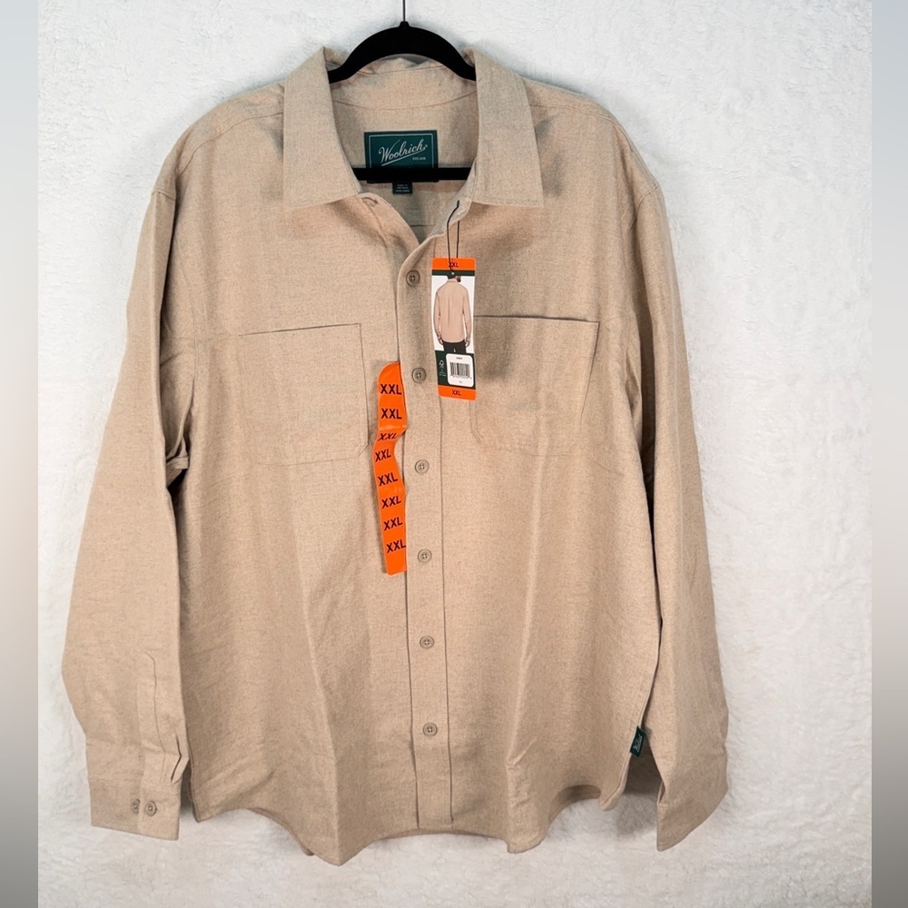 Woolrich Tan Cotton Button Front Overshirt Shirt Jacket Mens XXL NWT - Picture 2 of 10